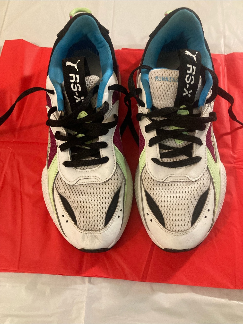 Puma Men’s Athletic Sneakers — White, Blue, Green & Purple Accents